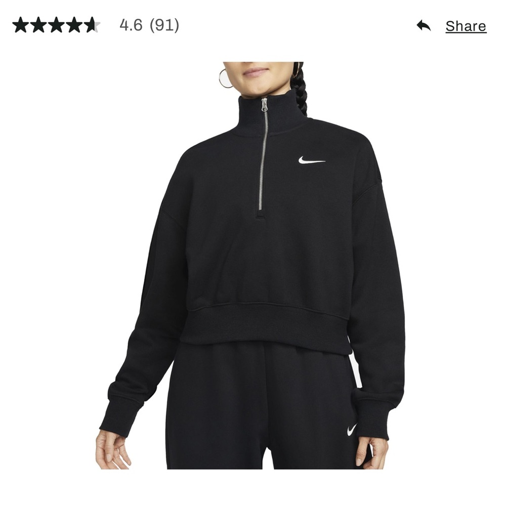 SMALL Nike Women's Sportswear Phoenix Fleece Oversized 1/2-Zip Crop Sweatshirt